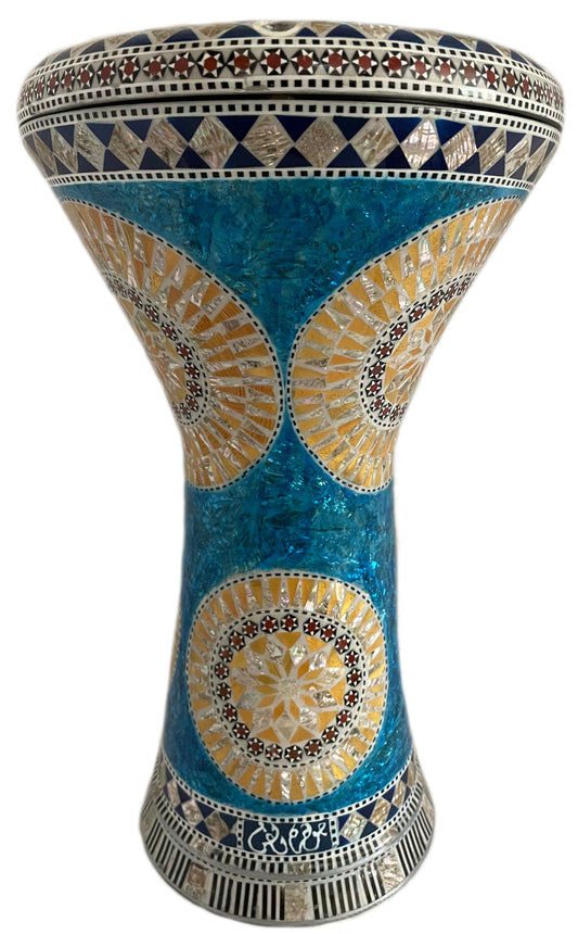 Gawharet El Fan 17.5" Darbuka Blue and Yellow